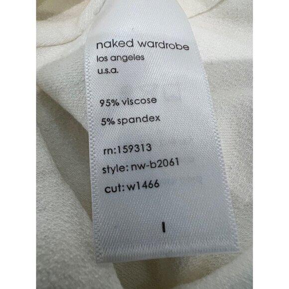 NWTD NAKED WARDROBE Size L Long Sleeve Bodysuit White - Picture 11 of 12